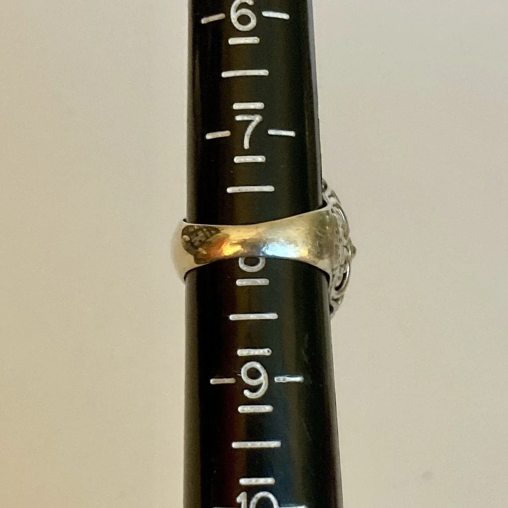 Sarda Sterling Silver 925 Aquamarine & Topaz Ring Size 8 Ornate Large Statement - Picture 4 of 5